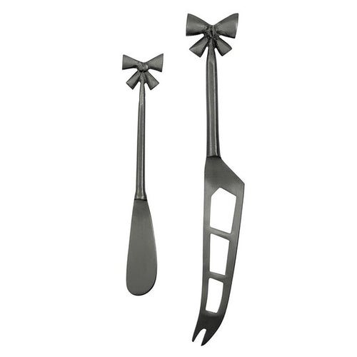 Gun Metal Bow Charcuterie Essentials Cheese Knives - Set of 2