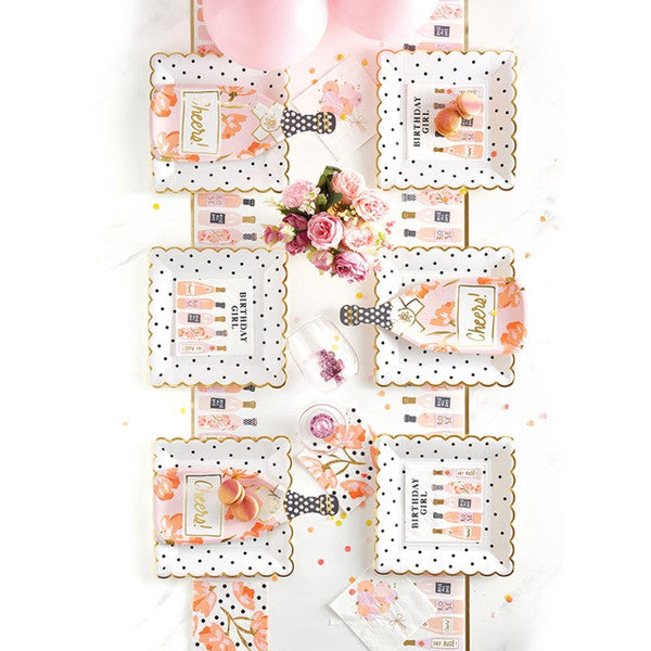 Black Polka Dot Scalloped Plates 8CT