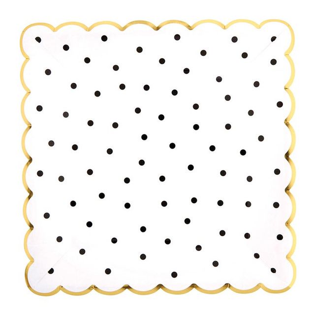 Black Polka Dot Scalloped Plates 8CT