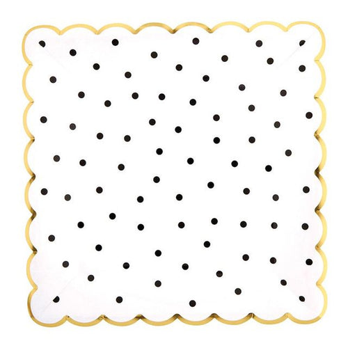 Black Polka Dot Scalloped Plates 8CT
