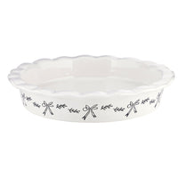 Ceramic Pie Plate with Black Bows