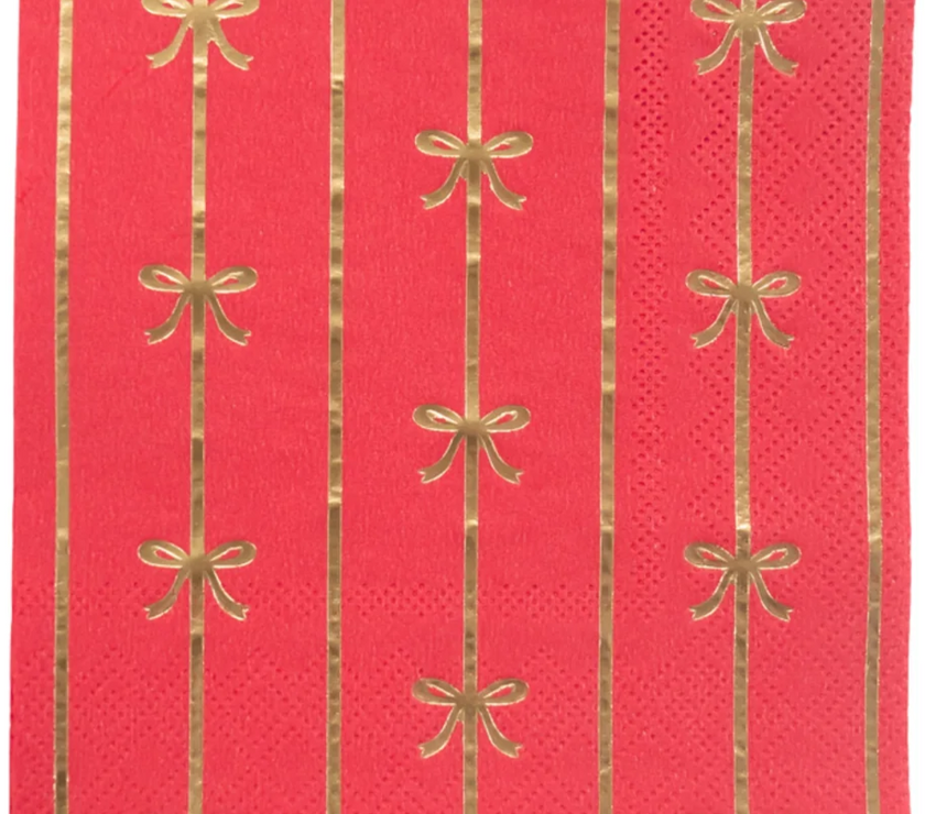 Cherry Red Signature Bow Cocktail Napkins 20CT