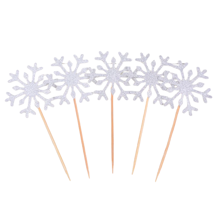 Silver Snowflake Toppers 10CT