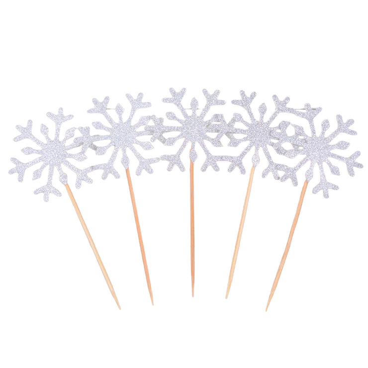 Silver Snowflake Toppers 10CT