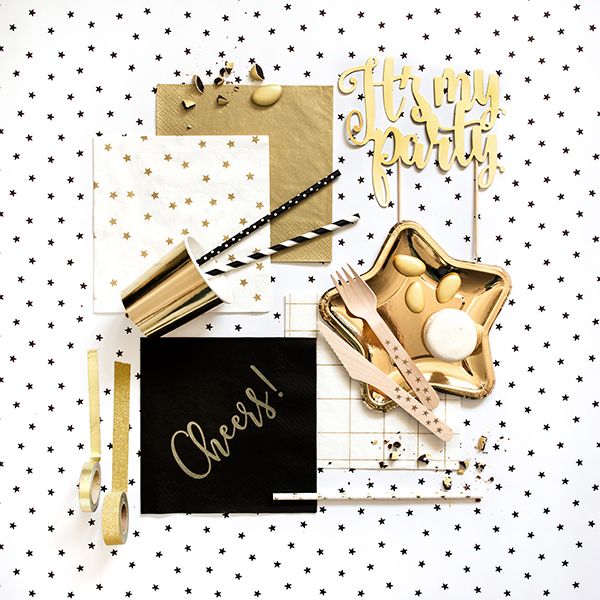 White and Gold Star Napkins 20CT