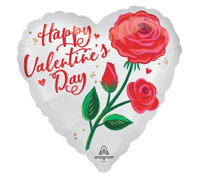 Satin Valentine Rose 17" Mylar Balloon