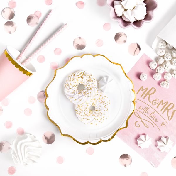 White and Gold Dessert Paper Plates 6CT