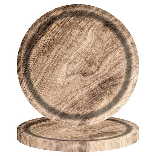Wood Grain Printed Paper Plates 10CT
