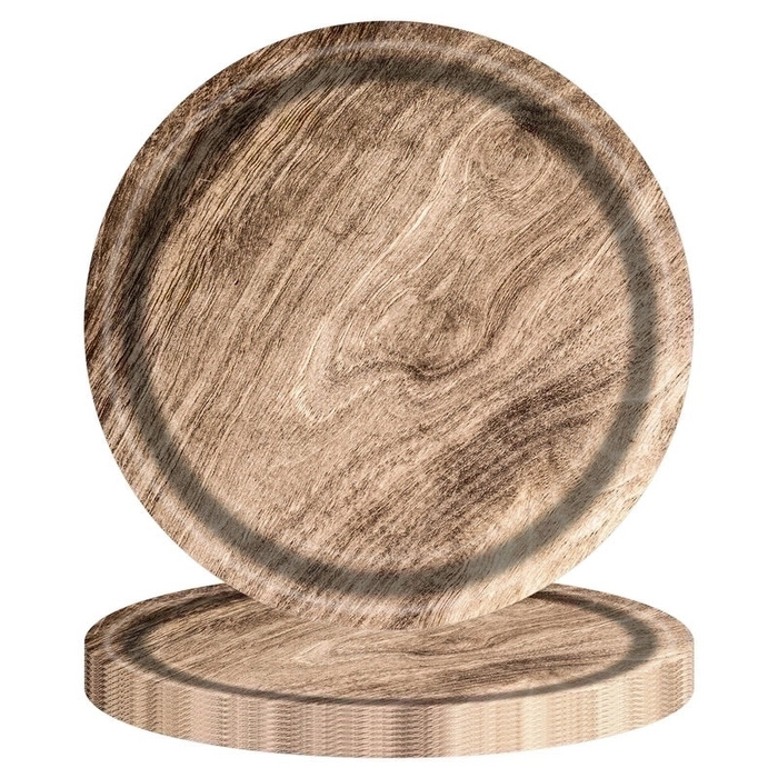 Wood Grain Printed Paper Plates 10CT