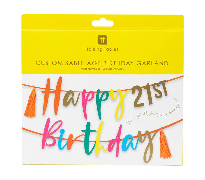 Customizable Age Birthday Garland | Happy Birthday Banner |