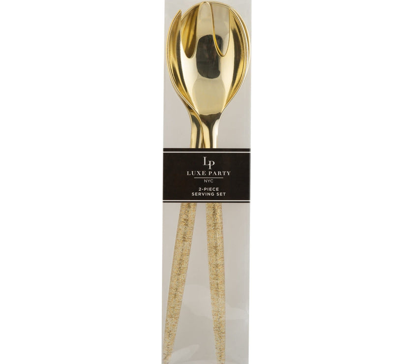 Gold Glitter Plastic Serving Fork • Spoon Set
