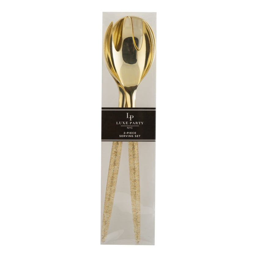 Gold Glitter Plastic Serving Fork • Spoon Set