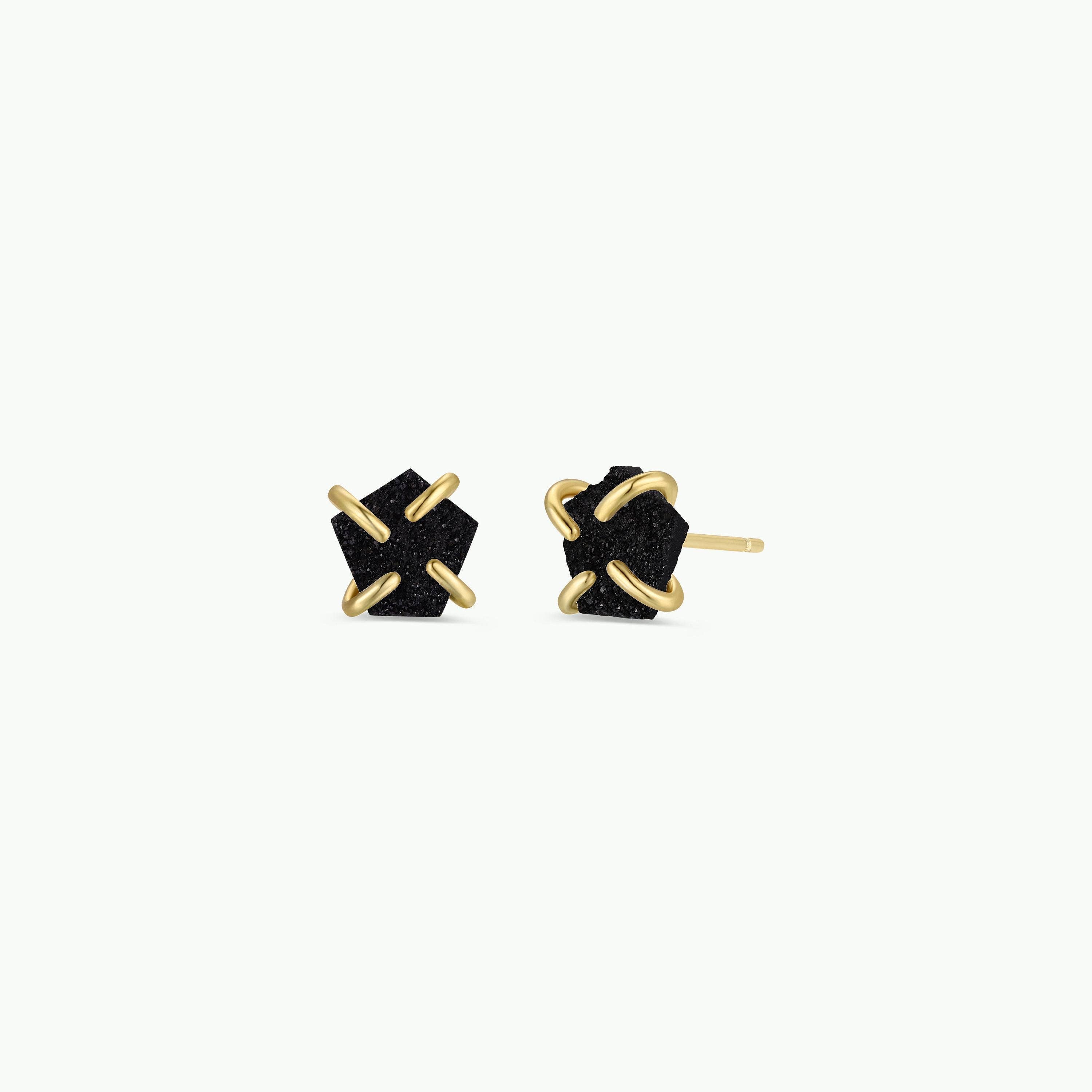 Druzy Prong - Black - Earrings