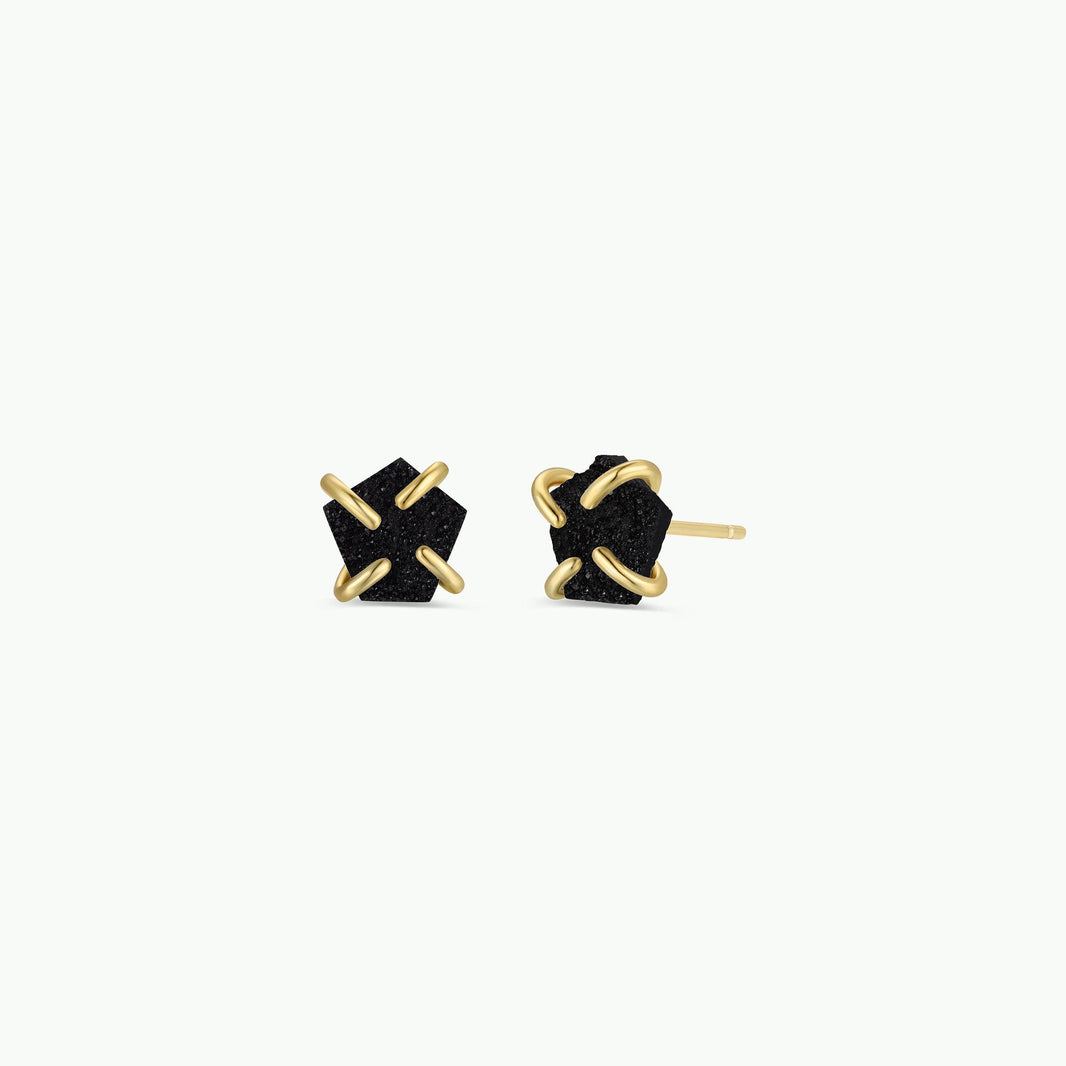 Druzy Prong - Black - Earrings