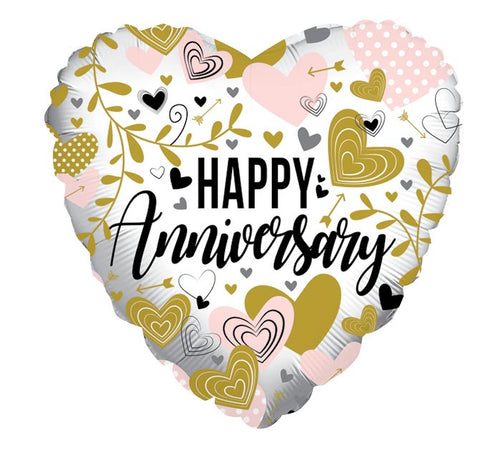 Happy Anniversary Heart Shaped 17" Mylar Balloon
