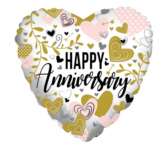 Happy Anniversary Heart Shaped 17" Mylar Balloon