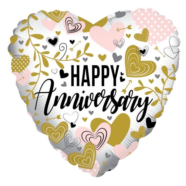 Happy Anniversary Heart Shaped 17" Mylar Balloon