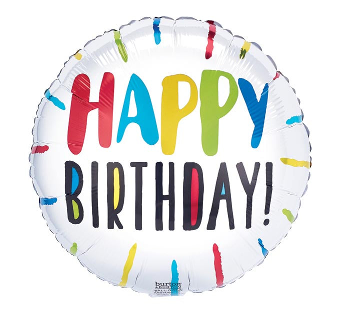 Happy Birthday Stripes 17" Mylar Balloon