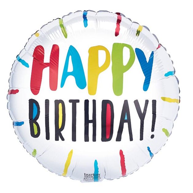 Happy Birthday Stripes 17" Mylar Balloon