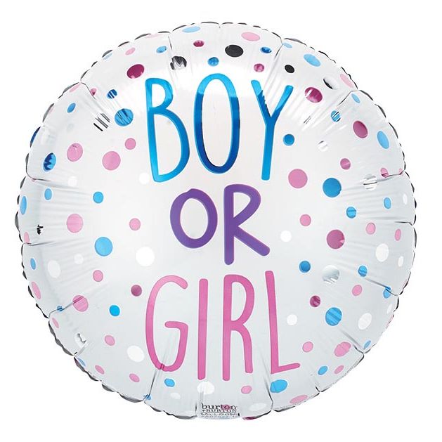 Boy or Girl Baby Shower 17" Mylar Balloon