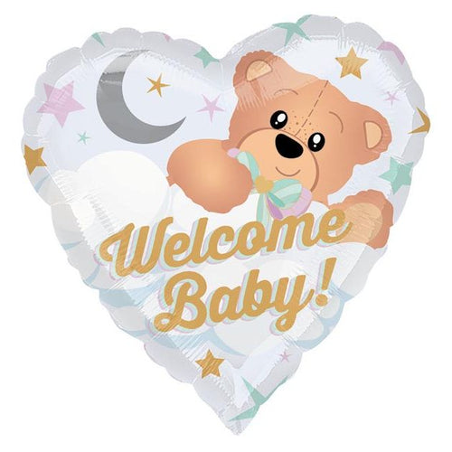 Welcome Baby Heart Shaped 17" Mylar Balloon
