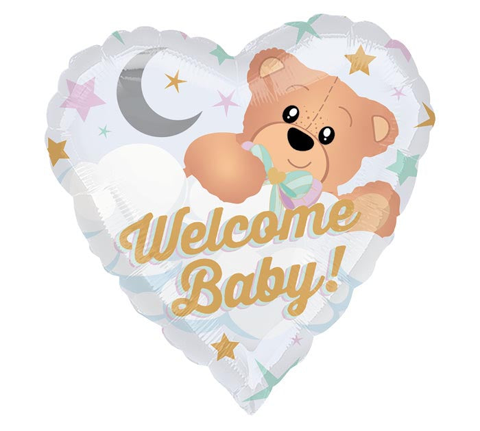 Welcome Baby Heart Shaped 17" Mylar Balloon