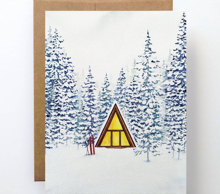 Snowy Cabin Greeting Card