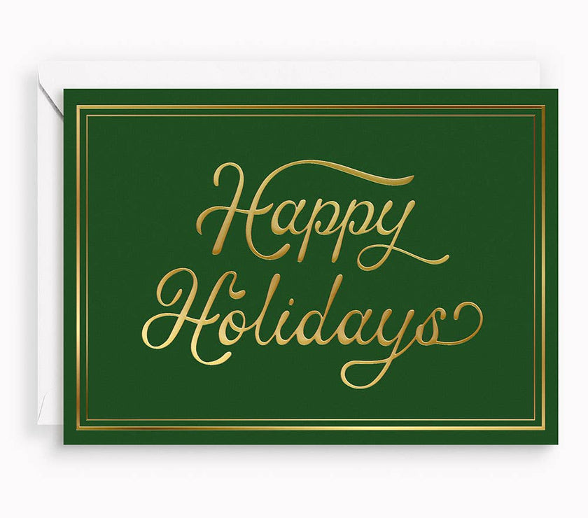 Happy Holidays Vintage Script Christmas Card