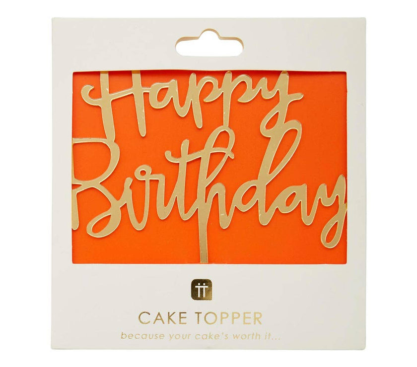 Gold Acrylic Happy Birthday Cake Topper