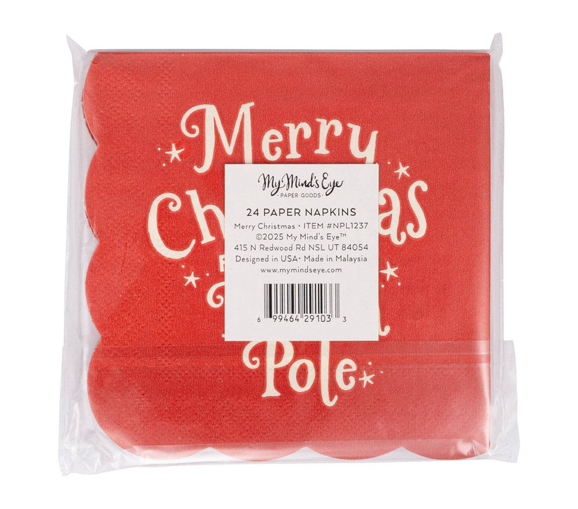 Merry Christmas North Pole Cocktail Napkins - 24CT