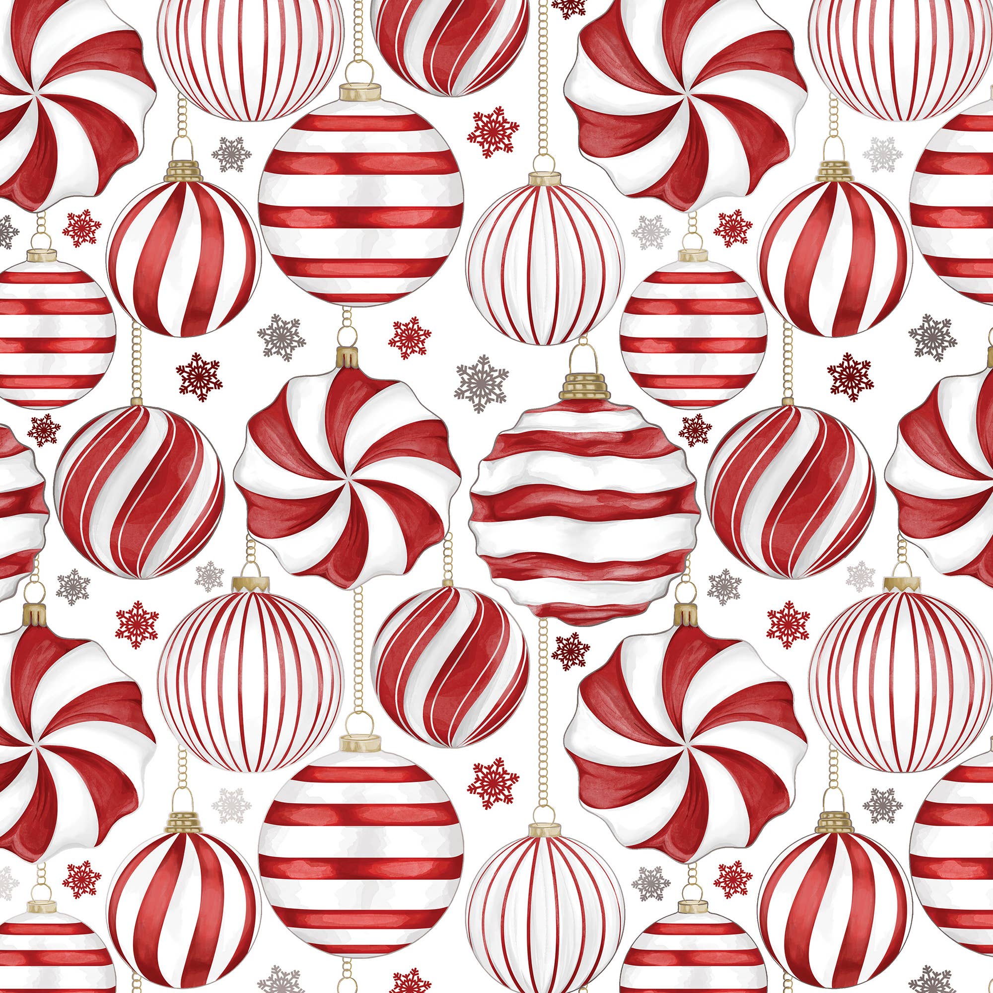Red & White Ornaments Gift Wrap Roll