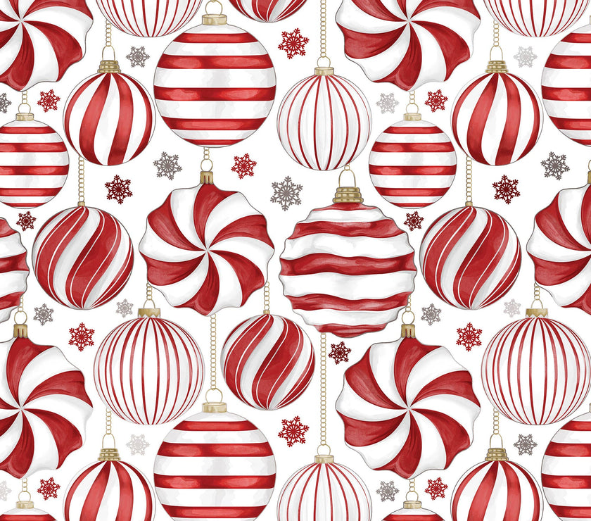 Red & White Ornaments Gift Wrap Roll