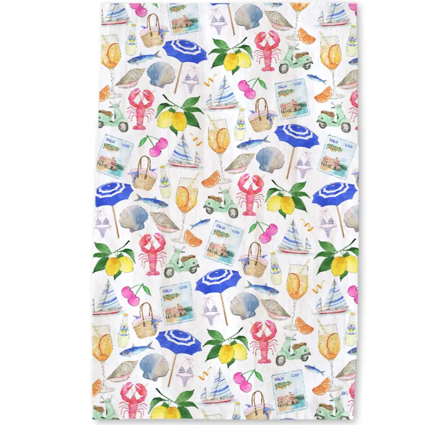 Amalfi Coast Italian Summer Tea Towel