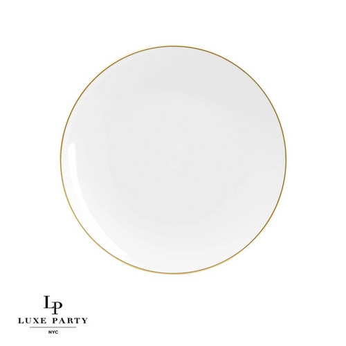 White Plastic Appetizer Plates with Gold Trim 10CT