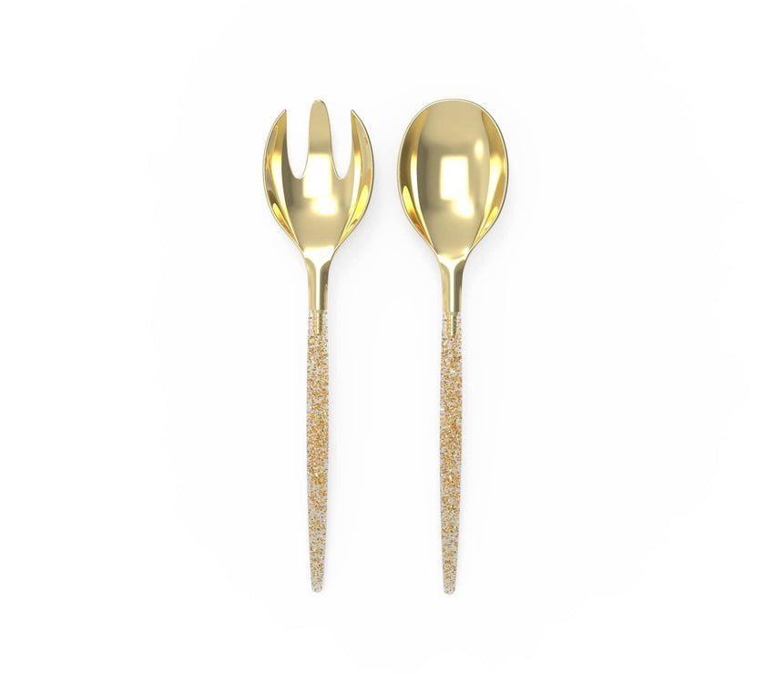 Gold Glitter Plastic Serving Fork • Spoon Set