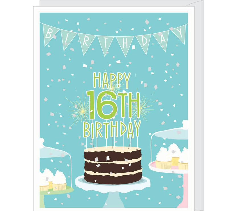 Number Sixteen 16th Birthday Card (teal)