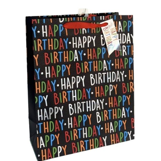 Black Happy Birthday Embossed Large Gift Bag