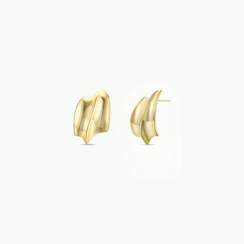 Bold Wave - Gold Earrings