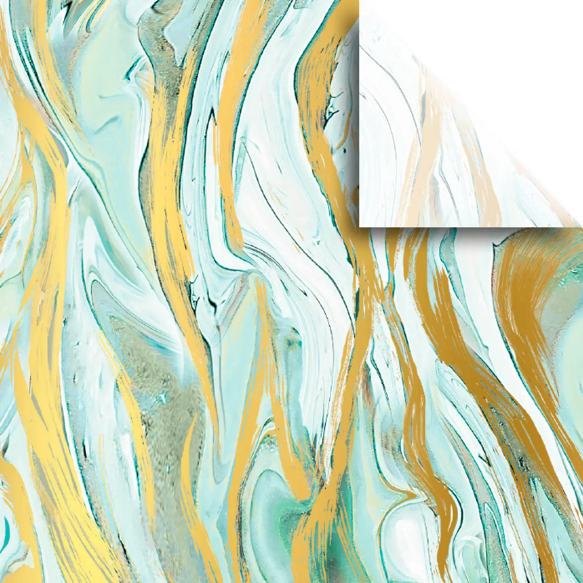 Marbleized Mint and Gold Tissue