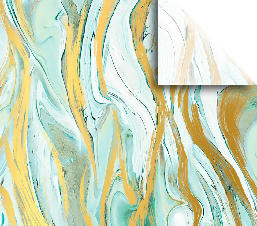 Marbleized Mint and Gold Tissue