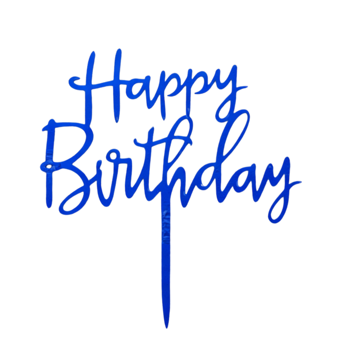 Happy Birthday Cake Topper - Blue