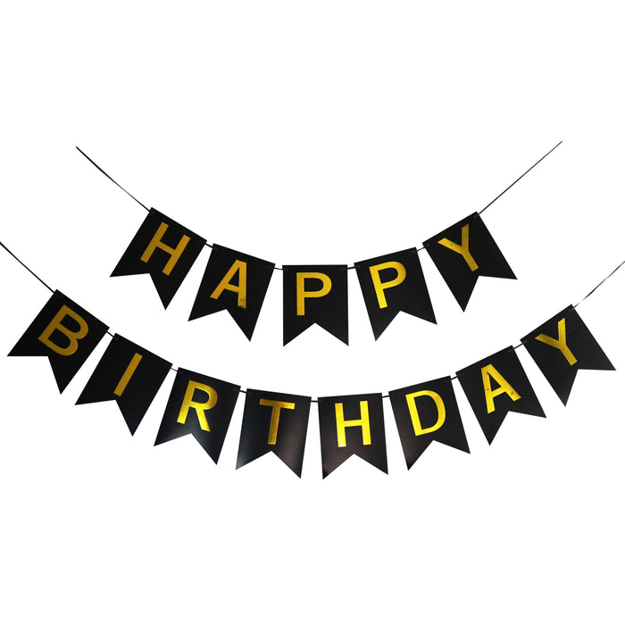 Black and Gold Happy Birthday Banner