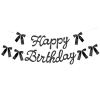 Black Bow Happy Birthday Banner
