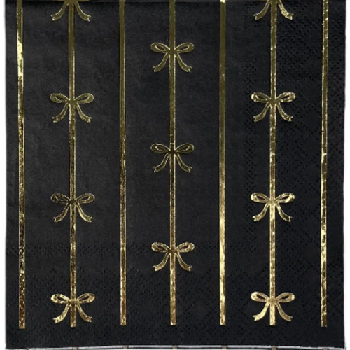 Black and Gold Signature Bow Small Napkins 20CT