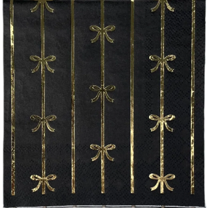 Black and Gold Signature Bow Small Napkins 20CT