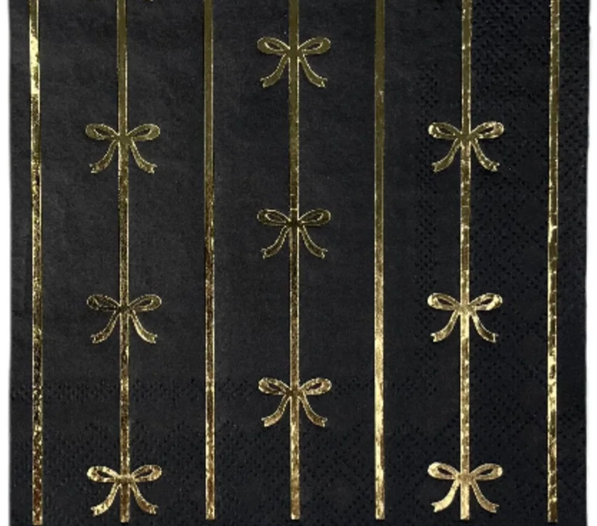 Black and Gold Signature Bow Small Napkins 20CT