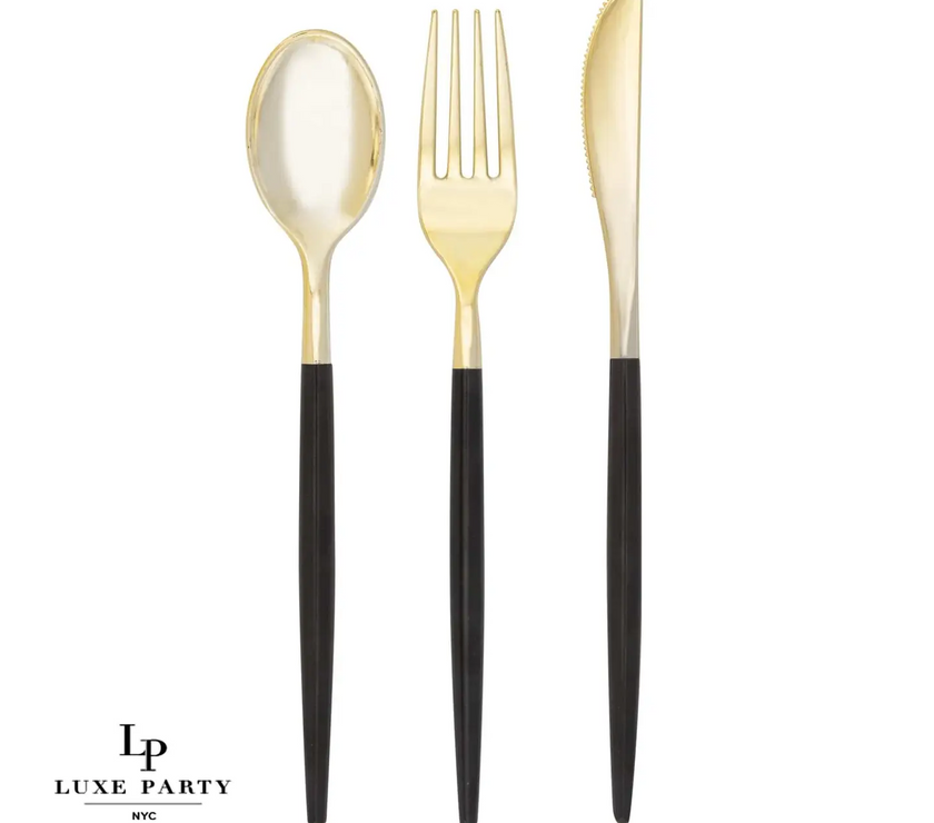 Black and Gold Cutlery Set - 32 Pieces