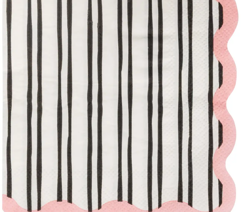 White + Black Striped Cocktail Napkins
