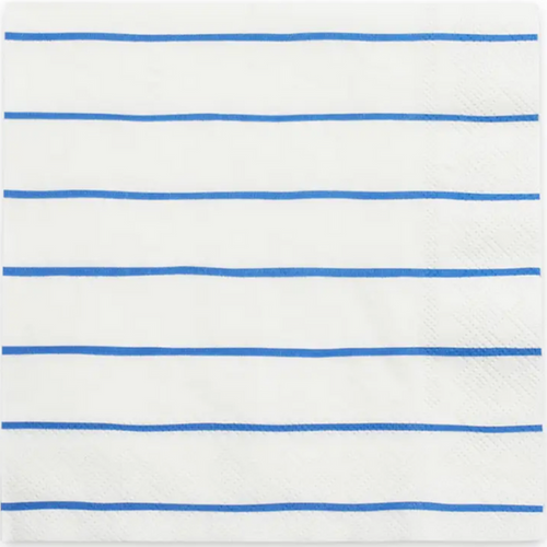 Frenchie Cobalt Blue Striped Dinner Napkins 16CT