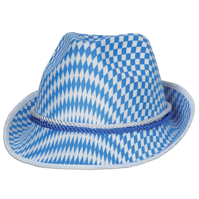 Oktoberfest Alpine, Blue and White Bavarian Design Hat